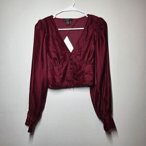 House of Harlow 1960 Velvet Long Sleeve Crop Top Sz XS